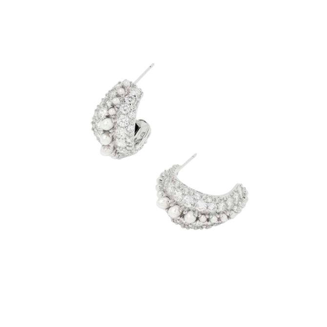 Kendra Scott Krista Silver Tone Hoop Earrings in White Mix