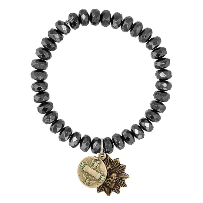 Miracle Icons by Mary Jo  Pane 8 mm Faceted Hematite Bracelet