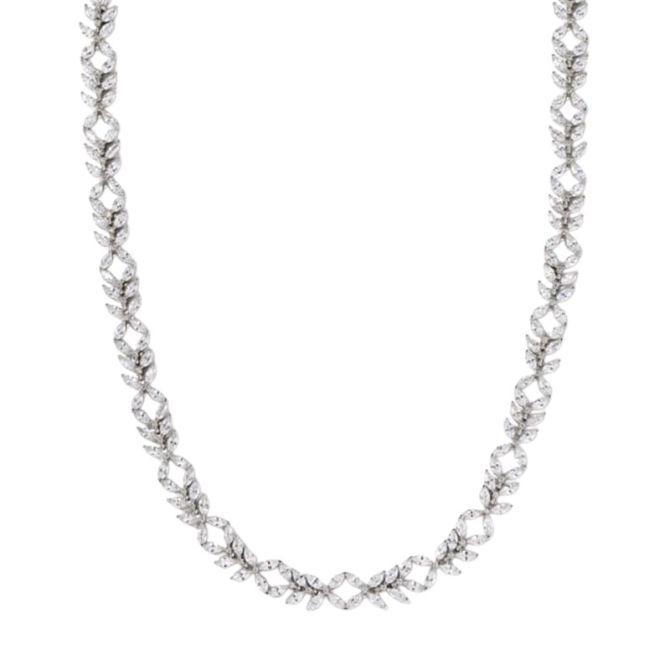 Kendra Scott Rosalie Silver Tennis Necklace in White Crystal