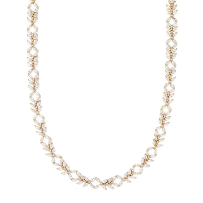 Kendra Scott Rosalie Yellow Gold Tone Tennis Necklace in White Crystal