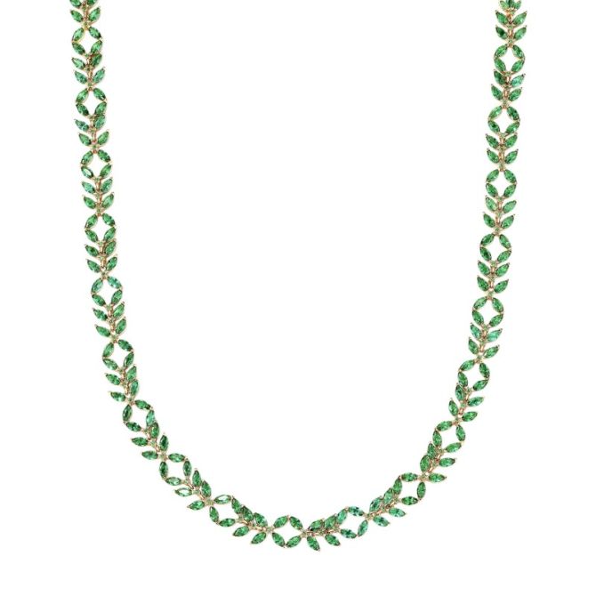 Kendra Scott Rosalie Yellow Gold Tone Necklace in Green Crystal