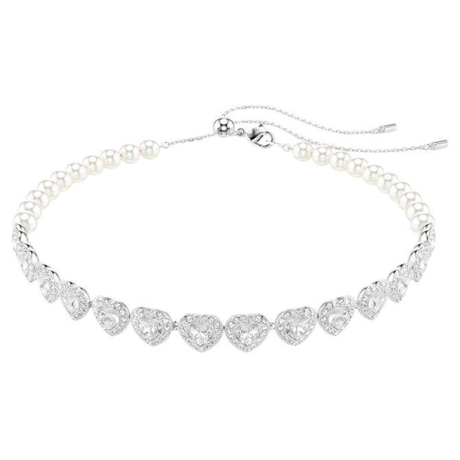 Swarovski Ariana Grande Collection Mixed Cuts Heart Tennis Choker Necklace, White