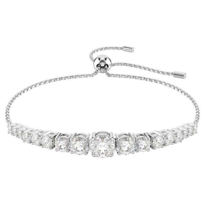 Swarovski Gradient of Round Cuts Matrix Bracelet, White and Rhodium Plated