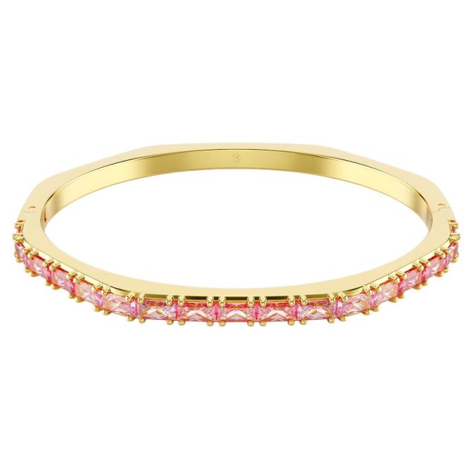 Swarovski Baguette Cut Matrix Large Bangle, Pink and Yellow Gold Tone Plated