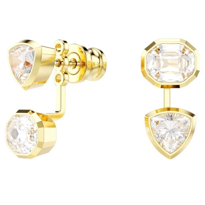 Swarovski Asymmetrical Mixed Cuts Imber Earring Jackets, White and Yellow Gold Tone Plated