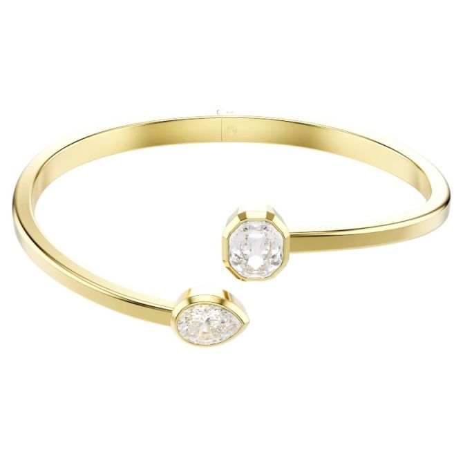 Swarovski Large Mixed Cuts Imber Bangle, White and Yellow Gold Tone Plated