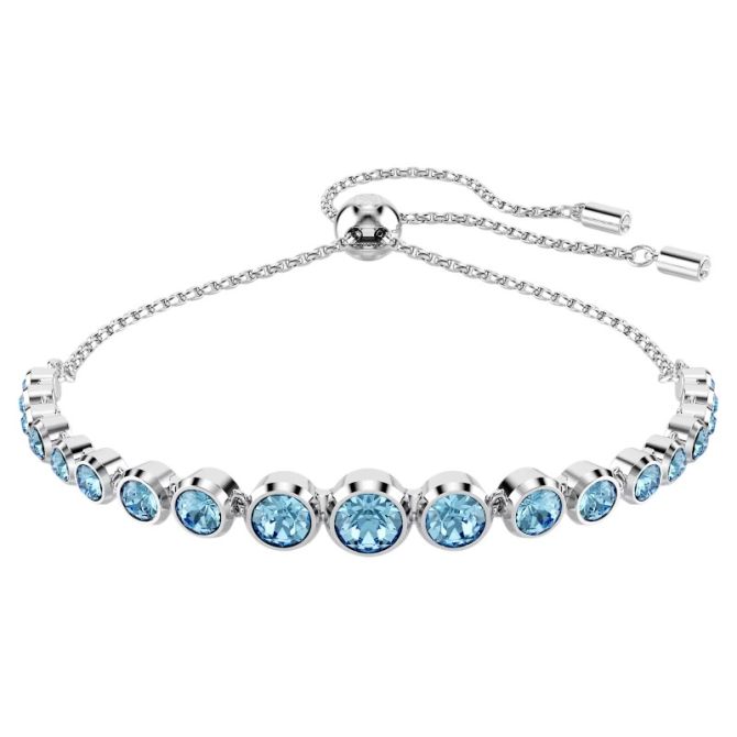 Swarovski Mixed Cuts Imber Tennis Bracelet, Blue and Rhodium Plated