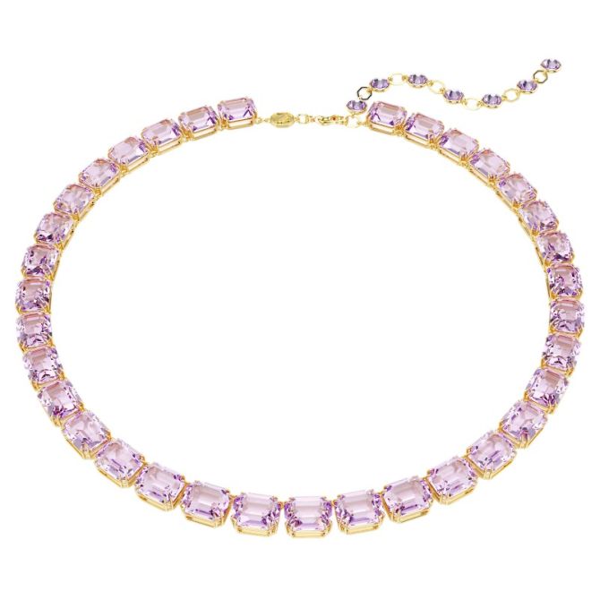 Swarovski Millenia Octagon Cut Tennis Necklace, Purple and Gold Tone