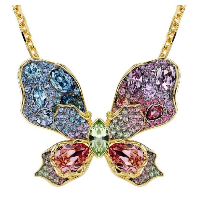 Swarovski Idyllia Mixed Cuts Pave Butterfly Pendant and Brooch, Multicolored