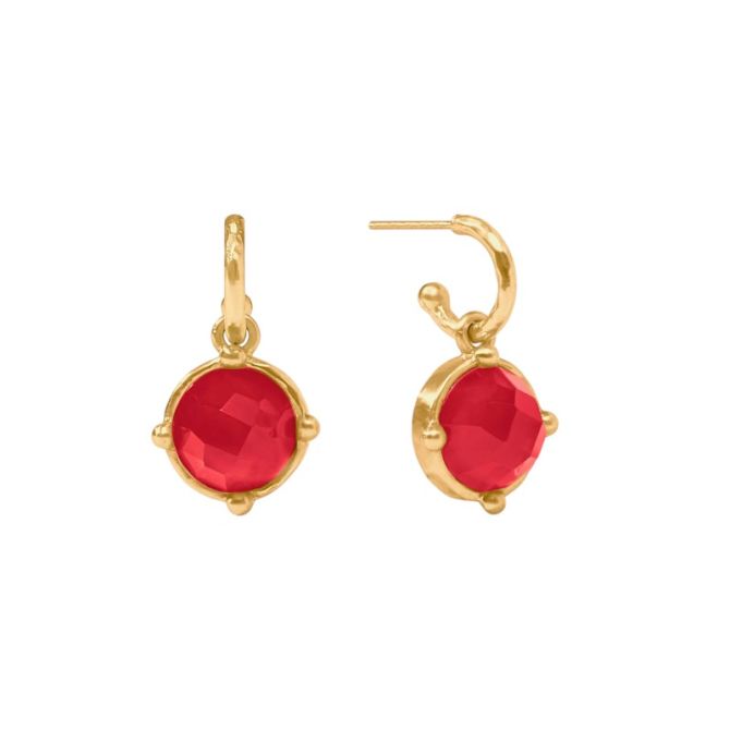 Julie Vos Honeybee Hoop and Charm Earrings, Iridescent Strawberry