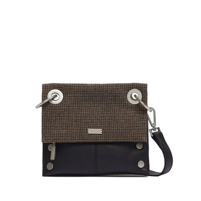 Hammitt Montana Rev Small Crossbody, Limited Edition Edison Houndstooth and Brushed Silver Tone