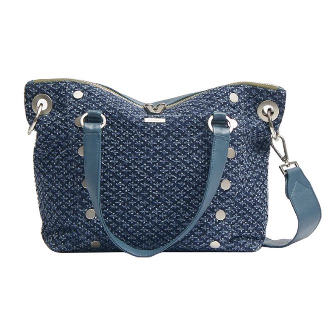 Hammitt Daniel Medium Top Handle Bag, Weekend Blues and Brushed Silver Hardware