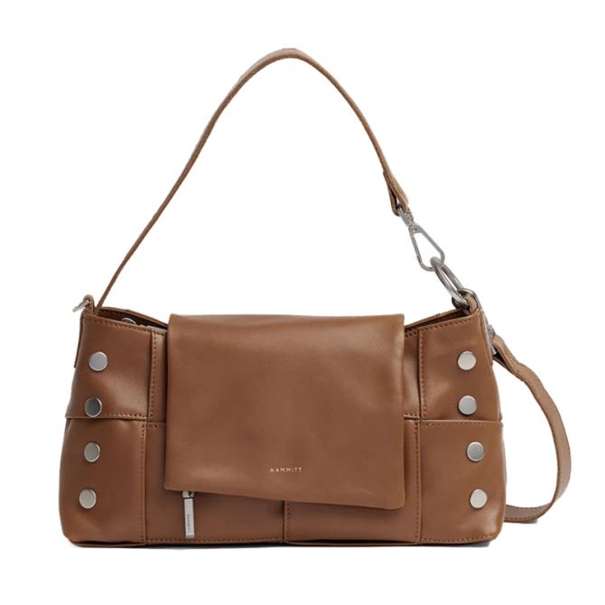 Hammitt VIP Satchel Shoulder Bag, Caffe Tan and Brushed Silver Hardware