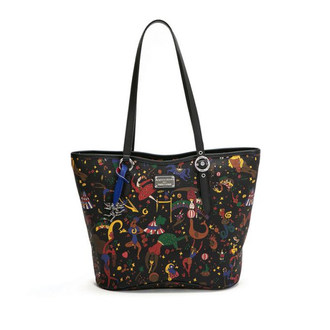 Piero Guidi Magic Circus Black Shopping Tote, Medium