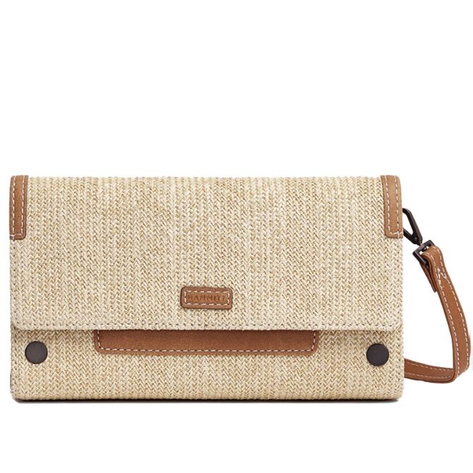 Hammitt AJ Crossbody Clutch, Saddle Raffia and Bronze Hardware