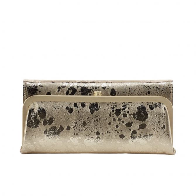 HOBO Rachel Continental Wallet, Gilded Marble in Metallic Leather