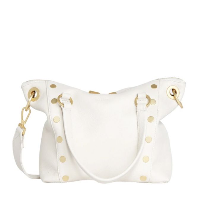 Hammitt Daniel Medium Top Handle Crossbody, Calla Lily White and Brushed Yellow Gold Hardware