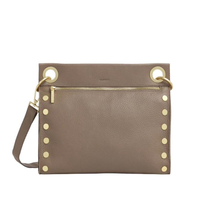 Hammitt Tony Large Crossbody, Sculpted Taupe and Brushed Yellow Gold Hardware