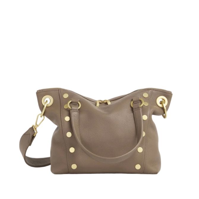 Hammitt Daniel Medium Shoulder Bag, Sculpted Taupe and Brushed Yellow Gold Hardware