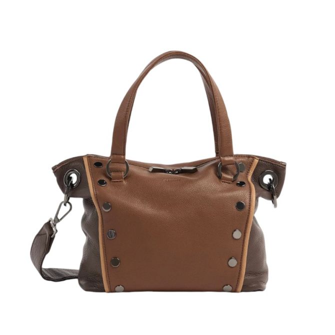 Hammitt Daniel Medium Top Handle Bag, Orchestra Brown and Gunmetal Hardware