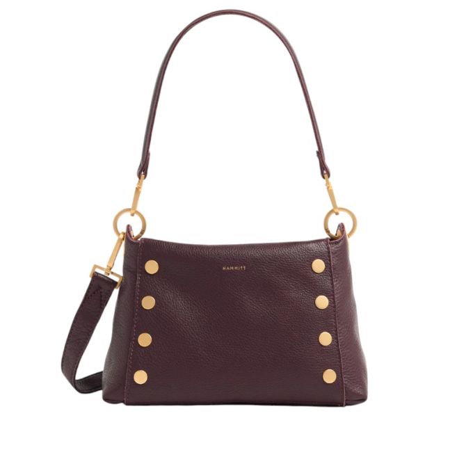 Hammitt Medium Bryant Top Handle Bag, Cabernet Pebble and Brushed Yellow Gold Hardware