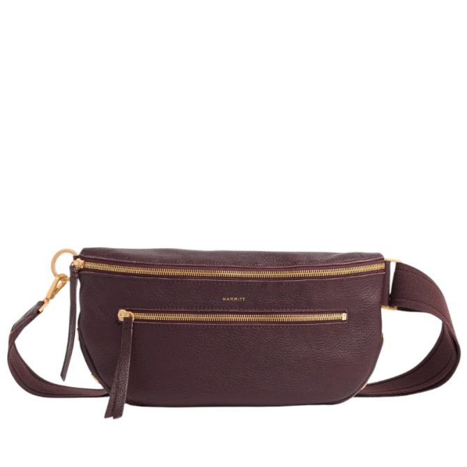 Hammitt Large Charles Crossbody, Cabernet Pebble and Brushed Yellow Gold Hardware