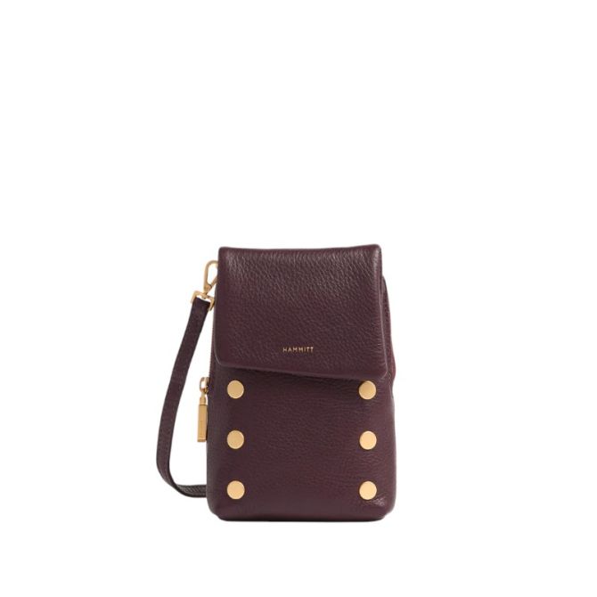 Hammitt VIP Mobile Crossbody, Cabernet Pebble and Brushed Yellow Gold Hardware