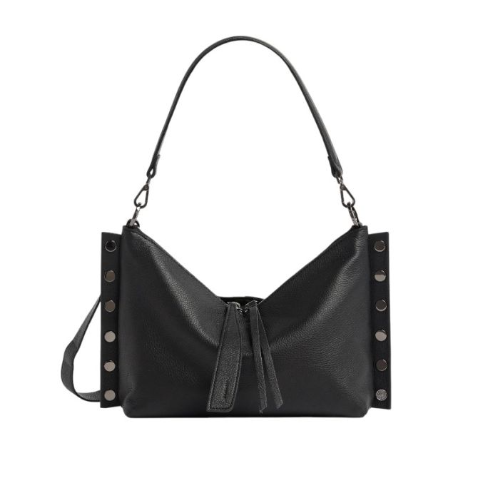 Hammitt Medium Mr.G Shoulder Bag, Black and Gunmetal Hardware