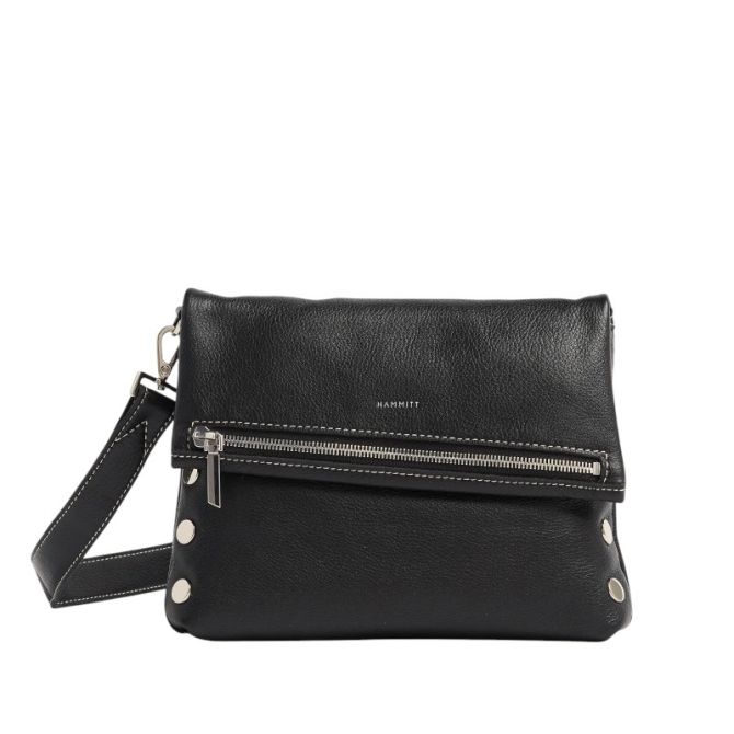 Hammitt VIP Medium Crossbody, Tempo Black and Silver Hardware