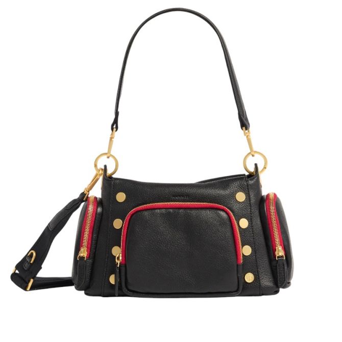 Hammitt Bryant Medium Shoulder Bag, Cargo Black and Brushed Yellow Gold Hardware