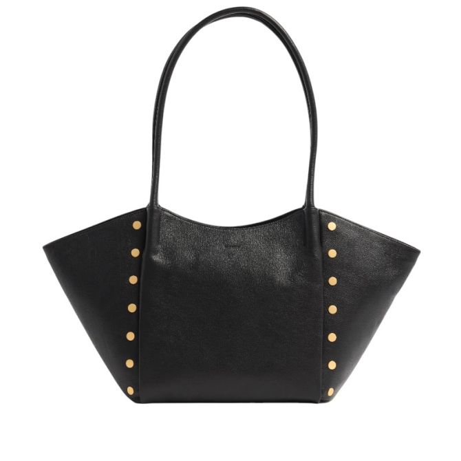 Hammitt Paul Large Shoulder Bag, Black and Brushed Yellow Gold Hardware