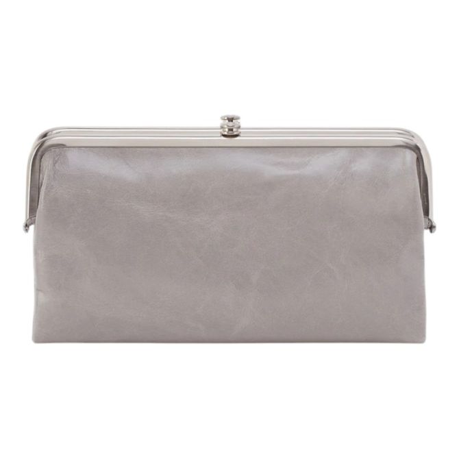 HOBO Lauren Clutch Wallet, Light Grey Polished Leather