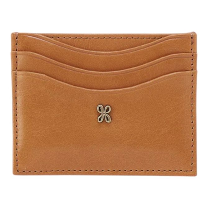 HOBO Max Card Case, Natural Polished Leather