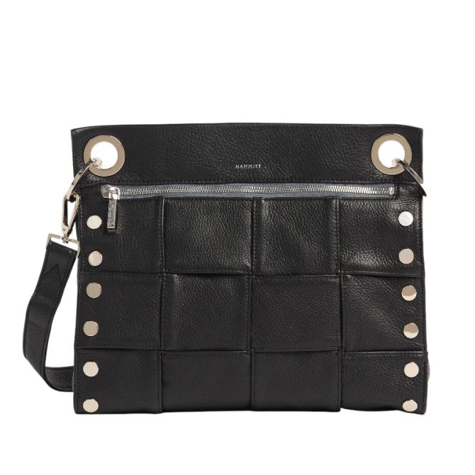 Hammitt Tony Large Crossbody, Black Weave and Silver Hardware