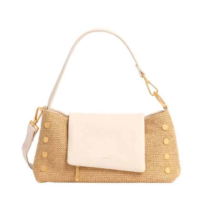 Hammitt VIP Satchel Shoulder Bag, Calla Lily White Raffia and Brushed Gold Hardware