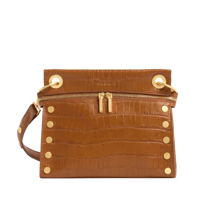 Hammitt Tony Signature Medium Crossbody, Canyon Crocco and Brushed Gold Hardware