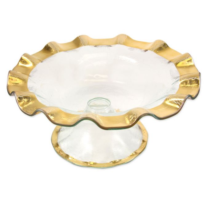 Annieglass Ruffle Footed Bowl, 24k Yellow Gold