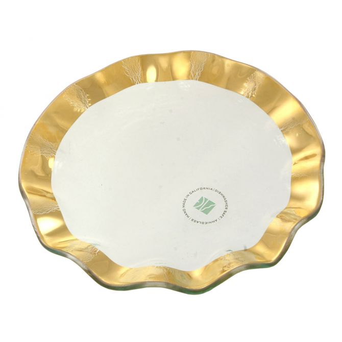 Annieglass Ruffle Gold Dessert Plate