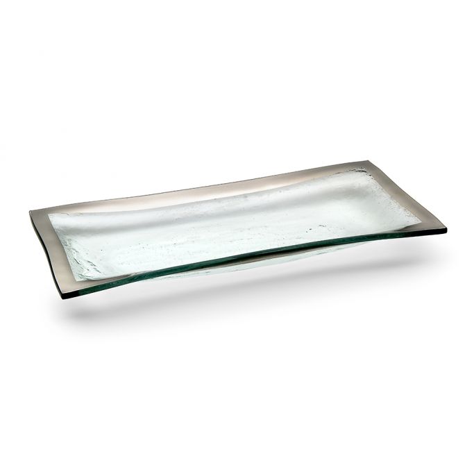 Annieglass Roman Antique Platinum Olive Tray