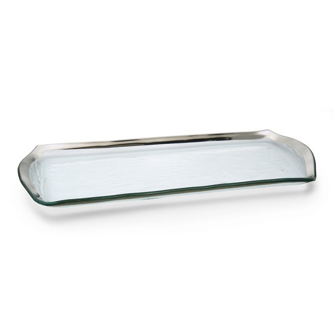 Annieglass Roman Antique Platinum Oblong Pastry Tray