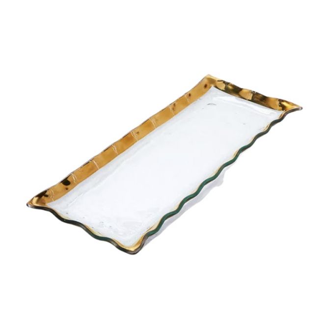 Annieglass Ruffle Golden Rectangular Tray