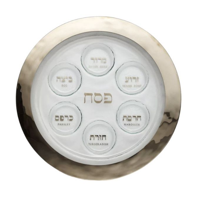 Annieglass Judaica Seder Plate, Platinum