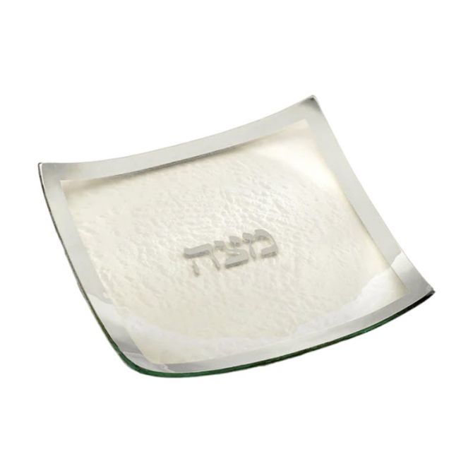 Annieglass Judaica Square Matza Plate, Platinum