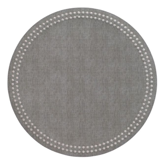 Pearls Round Placemat, Grey and Silver