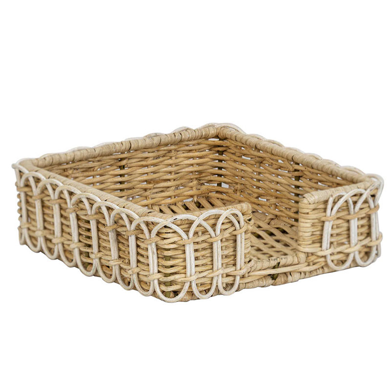 Juliska Provence Rattan Luncheon Napkin Holder, Whitewash | Borsheims