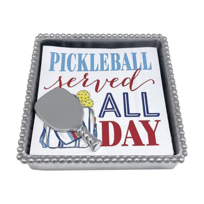 Mariposa Pickleball Served All Day Beaded Napkin Box Set