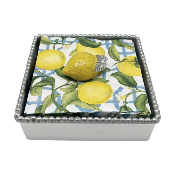 Mariposa Lemon Beaded Napkin Box Set