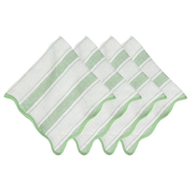 Juliska Cabana Stripe Set of 4 Napkins, Seagrass