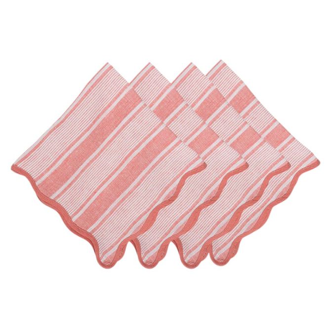 Juliska Cabana Stripe Set of 4 Napkins, Coral