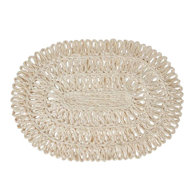 Juliska Straw Loop Oval Placemat, Whitewash